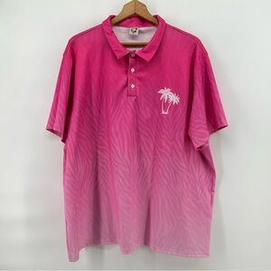 Hardaddy Golf Polo Shirt Mens Size‎ 3XL Pink Palm Tree Short Sleeve